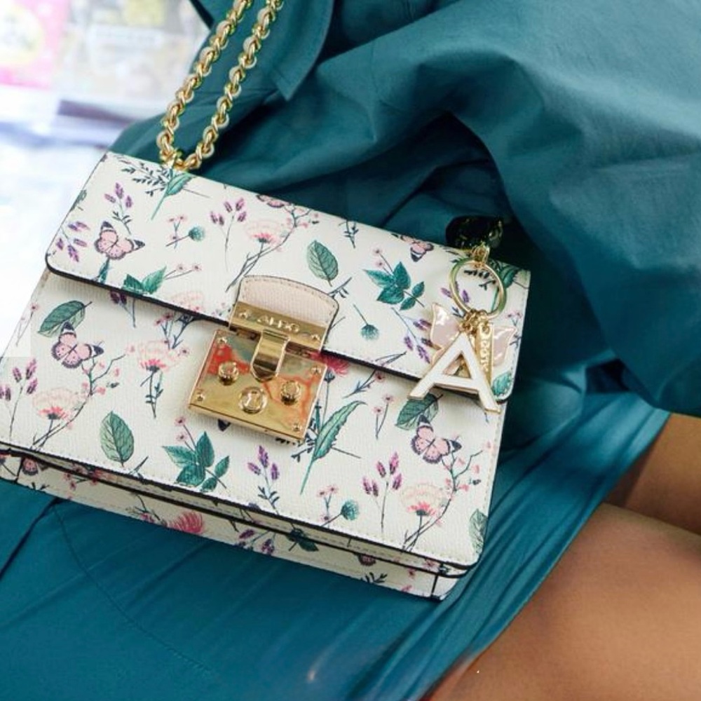 Aldo White Floral Crossbody Bag